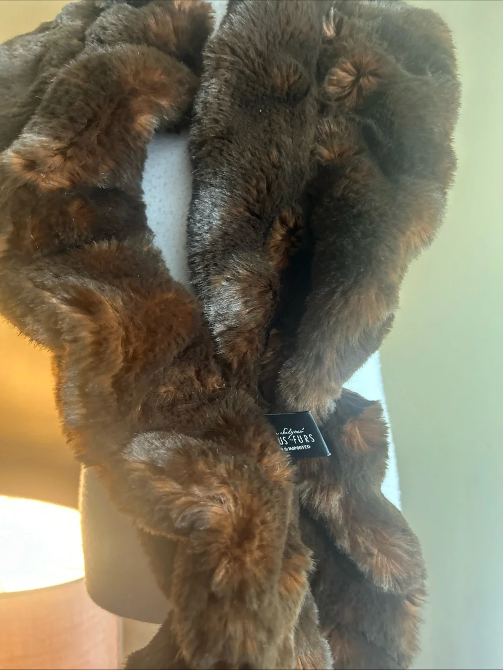 Fabulous Furs Dark Brown Faux Fur Scarf